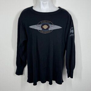 Vintage Harley Davidson Men’s Black Thermal Shirt Long Sleeve 1995 Size XXL